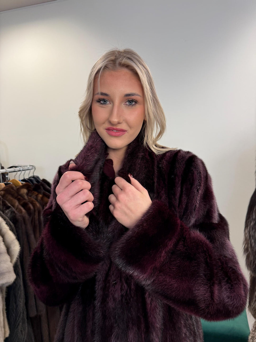 Dyed Mink Fur Coat, Large Size, Purple Fur Coat, Vintage Fur Coat, Real Fur Coat, Long Fur Coat, Women's Fur Coat, Cross Mink Coat, Mink Fur