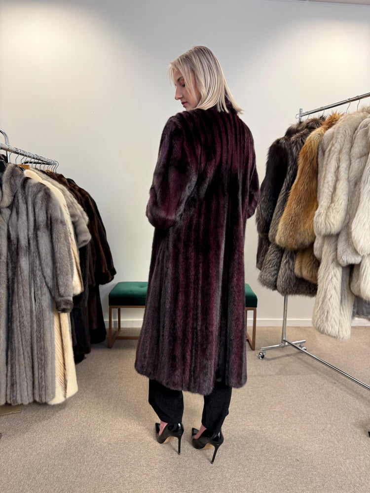 Dyed Mink Fur Coat, Large Size, Purple Fur Coat, Vintage Fur Coat, Real Fur Coat, Long Fur Coat, Women's Fur Coat, Cross Mink Coat, Mink Fur
