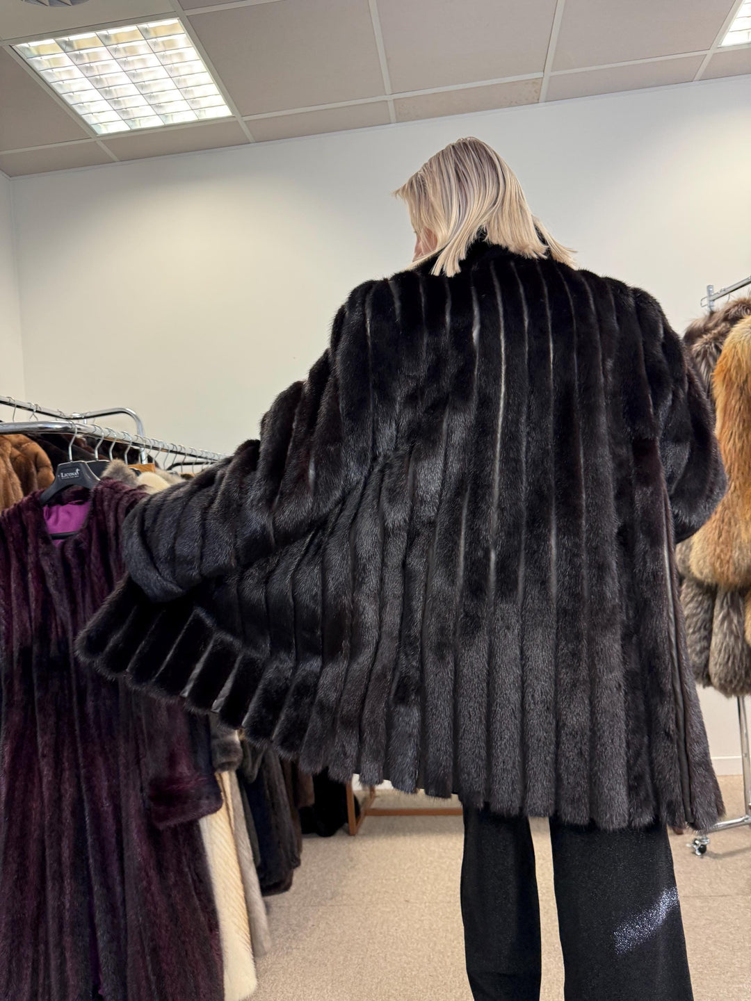 Black Mink & Leather Fur Coat, XXL Size, Vintage Fur Coat, Black Mink Coat, Women Fur Coat, Mink Fur, Real Fur Coat, Leather Coat, Mink Coat