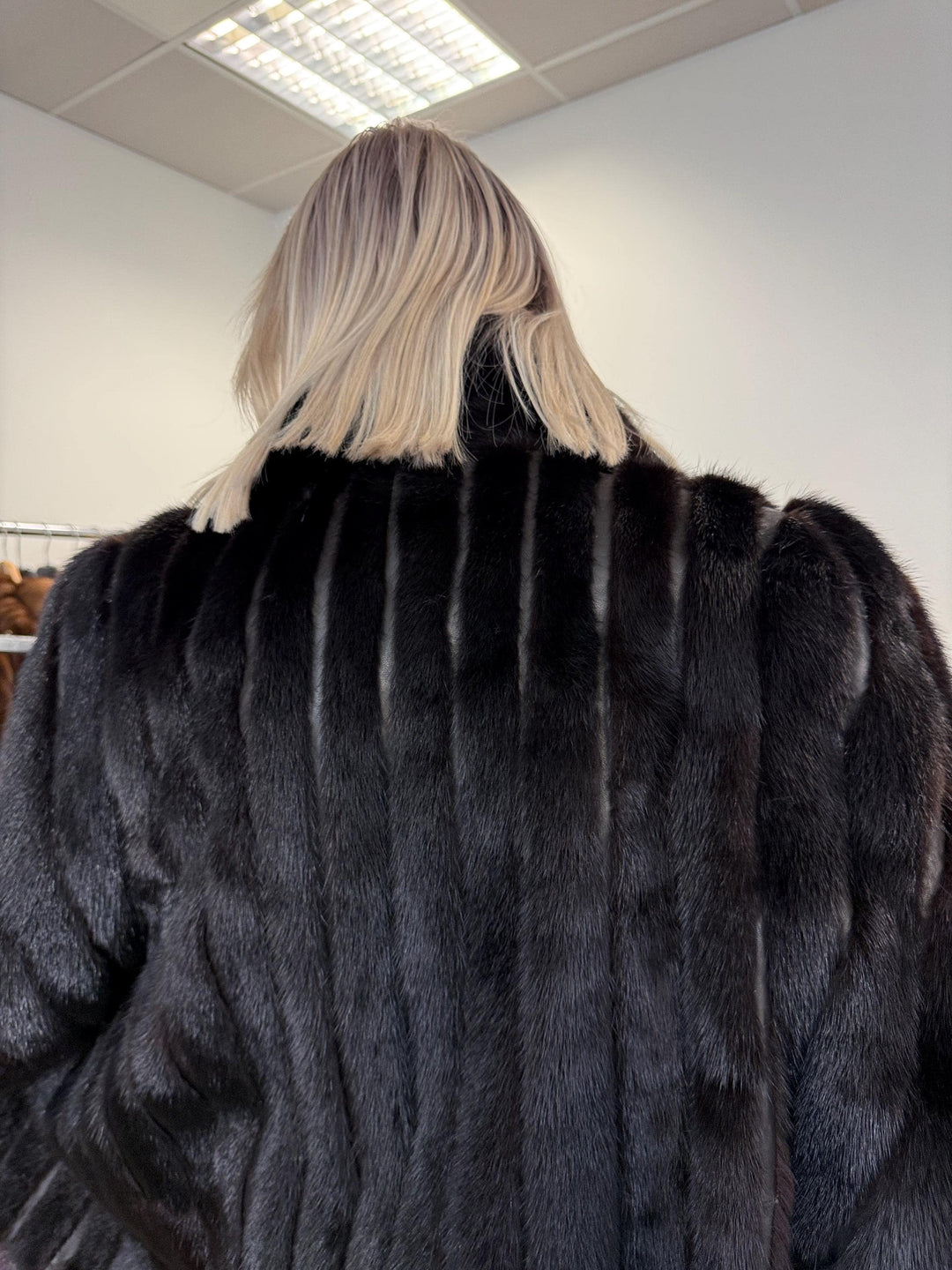 Black Mink & Leather Fur Coat, XXL Size, Vintage Fur Coat, Black Mink Coat, Women Fur Coat, Mink Fur, Real Fur Coat, Leather Coat, Mink Coat