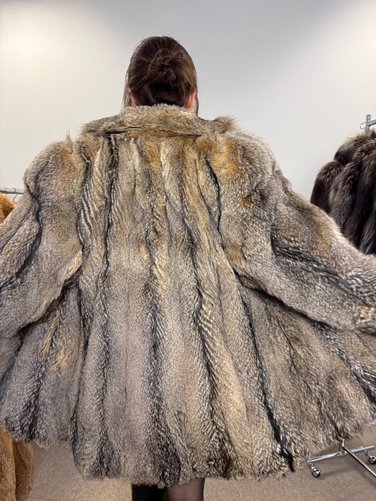 Large Coyote Coat, Fur Coat, Women's Fur Coat, Real Fur Coat, Real Coyote Fur Coat, Coyote Coat Women, Vintage Fur Coat, Coyote Fur Coat