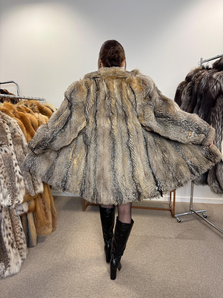 Large Coyote Coat, Fur Coat, Women's Fur Coat, Real Fur Coat, Real Coyote Fur Coat, Coyote Coat Women, Vintage Fur Coat, Coyote Fur Coat