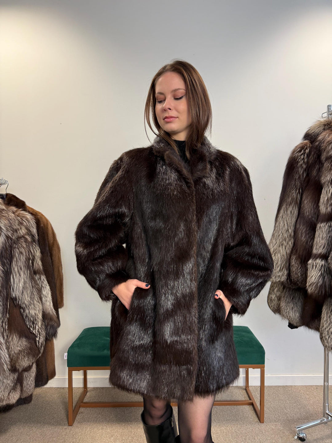 Brown Beaver Fur Coat, Large Size, Beaver Coat, Real Fur, Women's Fur Coat, Vintage Fur Coat, Brown Fur Coat, Fur Coat Women, Large Fur Coat