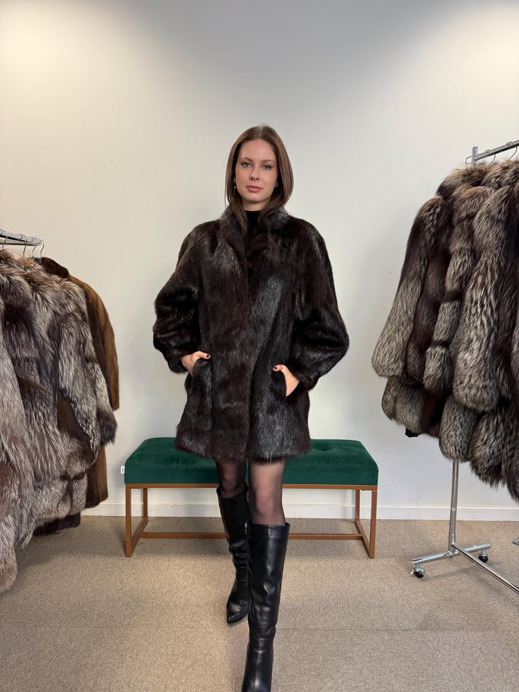 Brown Beaver Fur Coat, Large Size, Beaver Coat, Real Fur, Women's Fur Coat, Vintage Fur Coat, Brown Fur Coat, Fur Coat Women, Large Fur Coat