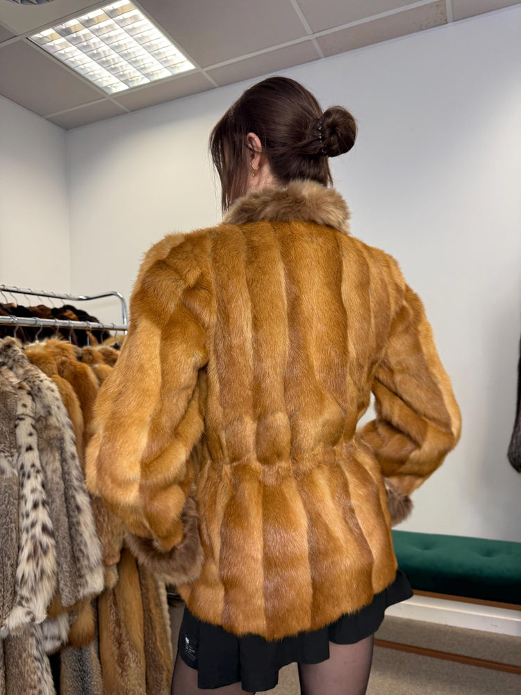Golden Mink Fur Jacket, S/M Size, Lamb Fur Collar, Mink Fur Jacket, Real Fur Jacket, Vintage Fur Coat, Women's Fur Jacket, Mink, Golden Mink