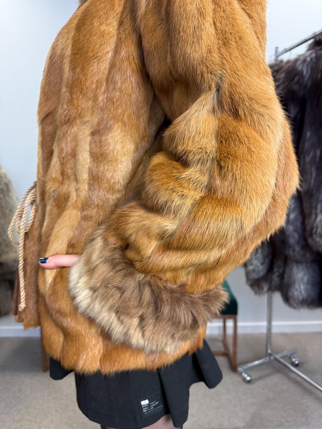 Golden Mink Fur Jacket, S/M Size, Lamb Fur Collar, Mink Fur Jacket, Real Fur Jacket, Vintage Fur Coat, Women's Fur Jacket, Mink, Golden Mink