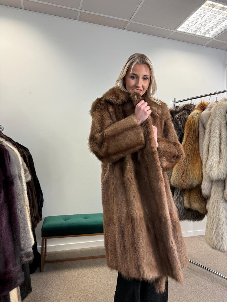 Light Brown Beaver Fur Coat, M/L Size, Beaver Coat, Real Fur, Women's Fur Coat, Vintage Fur Coat, Brown Fur Coat, Fur Coat Women, Large Coat