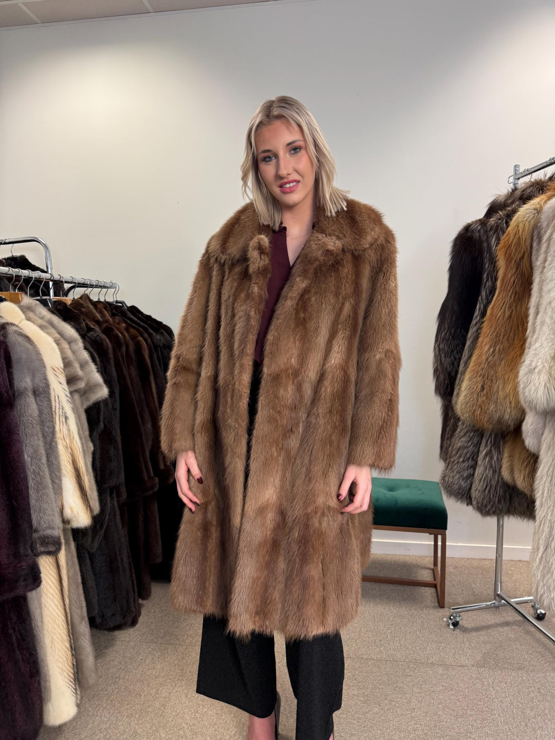 Light Brown Beaver Fur Coat, M/L Size, Beaver Coat, Real Fur, Women's Fur Coat, Vintage Fur Coat, Brown Fur Coat, Fur Coat Women, Large Coat