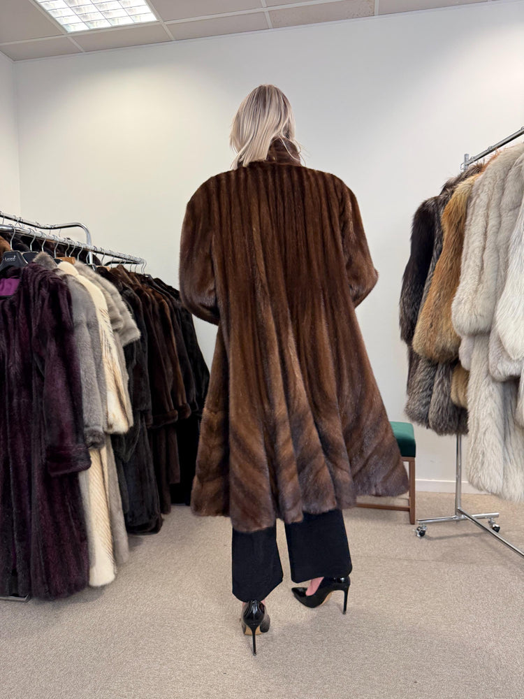 Luxury Swinger Mink Coat, 3XL Size, Brown Mink Fur Coat, Vintage Fur Coat, Long Mink Coat, Women's Fur Coat, Real Mink Fur, Brown Mink Coat