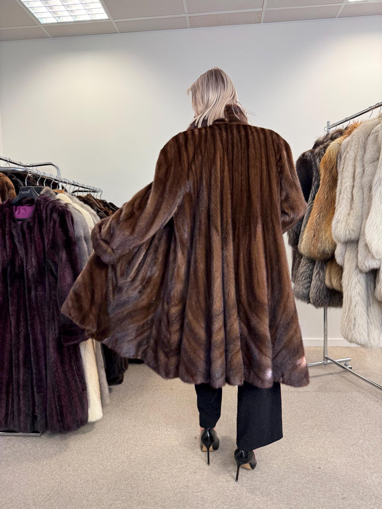 Luxury Swinger Mink Coat, 3XL Size, Brown Mink Fur Coat, Vintage Fur Coat, Long Mink Coat, Women's Fur Coat, Real Mink Fur, Brown Mink Coat