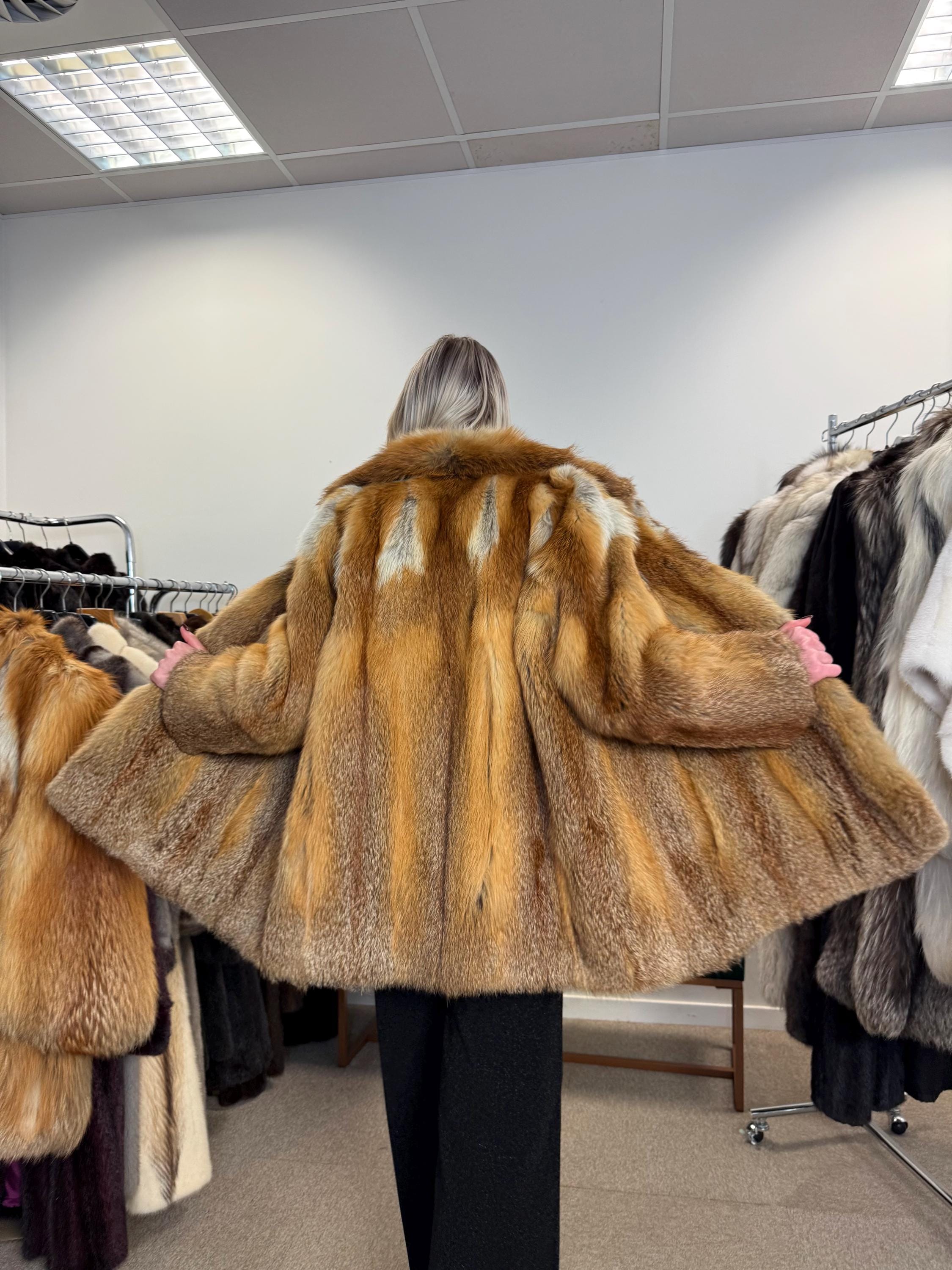 Red Fox Fur Coat, XL Size, Fur Coat, Fluffy Fox Coat, Red Fox, Real Fur, Vintage Fur Coat, Fur Coats Women, Real Fox Coat, Fox Fur Real