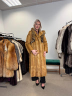 Golden Weasel Fur Coat, Medium Size, Women's Fur Coat, Real Weasel Fur Coat, Weasel Coat Women, Vintage Fur Coat, Hooded Fur Coat, Real Fur