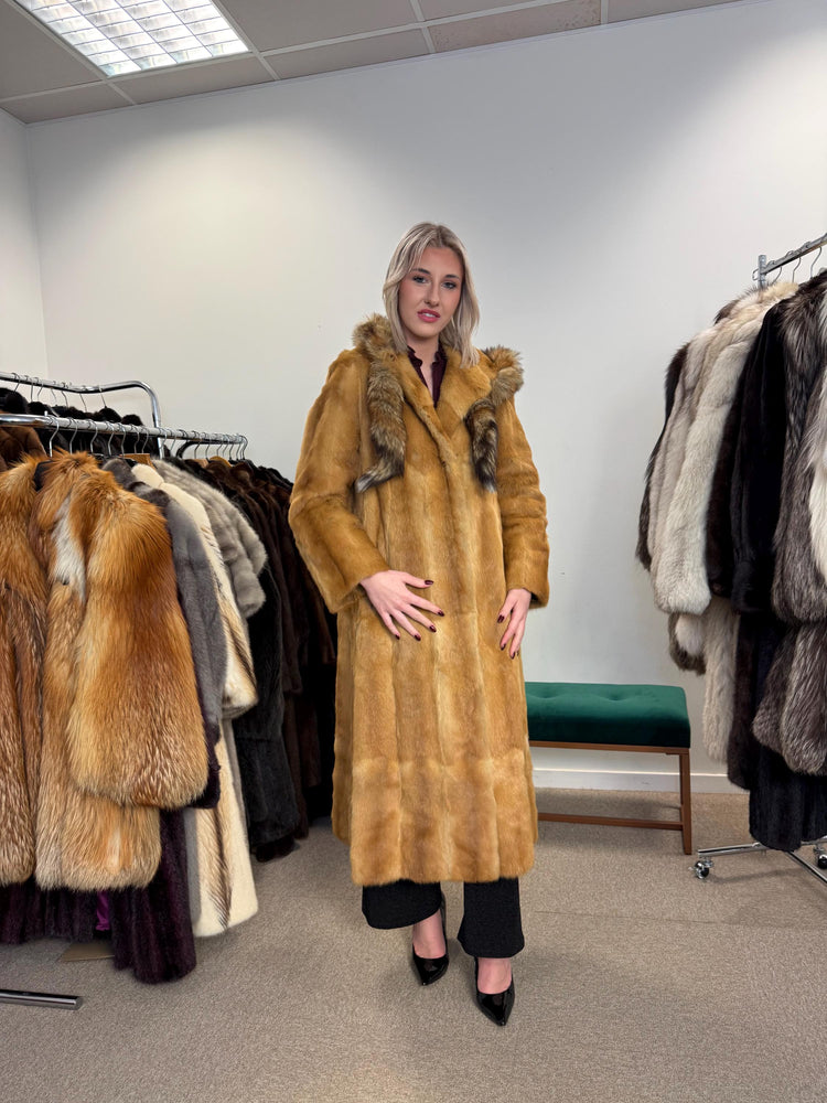 Golden Weasel Fur Coat, Medium Size, Women's Fur Coat, Real Weasel Fur Coat, Weasel Coat Women, Vintage Fur Coat, Hooded Fur Coat, Real Fur