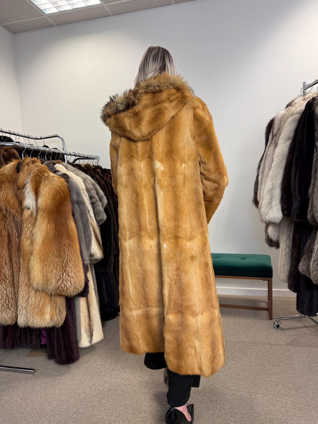 Golden Weasel Fur Coat, Medium Size, Women's Fur Coat, Real Weasel Fur Coat, Weasel Coat Women, Vintage Fur Coat, Hooded Fur Coat, Real Fur