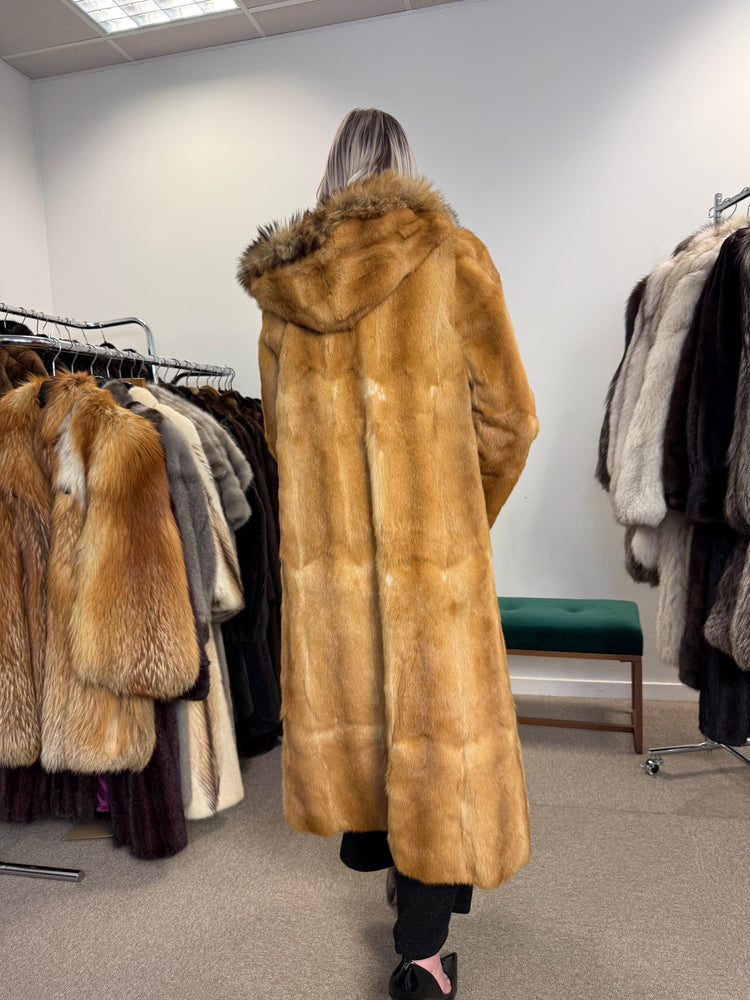 Golden Weasel Fur Coat, Medium Size, Women's Fur Coat, Real Weasel Fur Coat, Weasel Coat Women, Vintage Fur Coat, Hooded Fur Coat, Real Fur