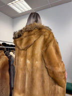 Golden Weasel Fur Coat, Medium Size, Women's Fur Coat, Real Weasel Fur Coat, Weasel Coat Women, Vintage Fur Coat, Hooded Fur Coat, Real Fur