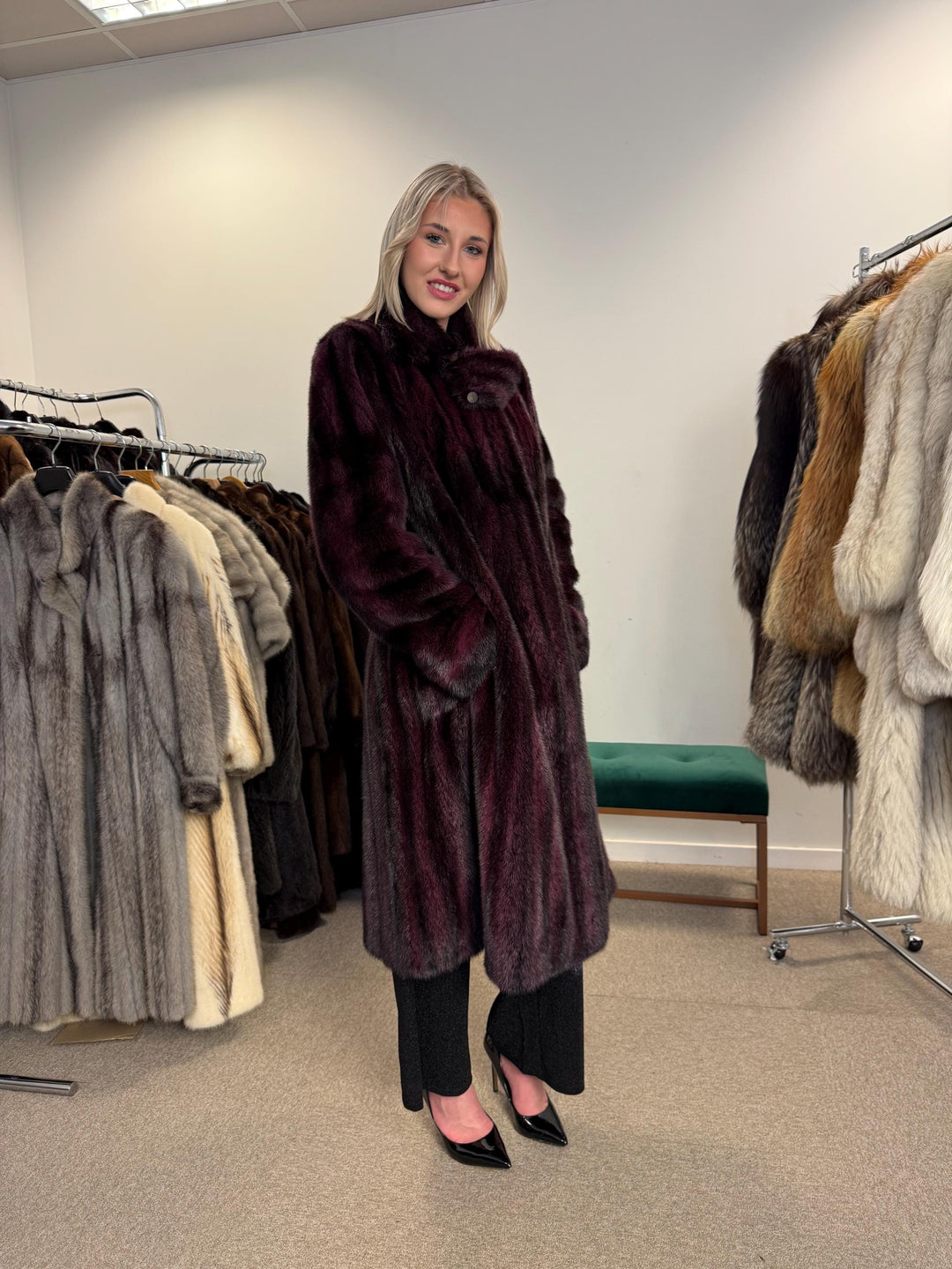 Dyed Mink Fur Coat, Large Size, Purple Fur Coat, Vintage Fur Coat, Real Fur Coat, Long Fur Coat, Women's Fur Coat, Cross Mink Coat, Mink Fur