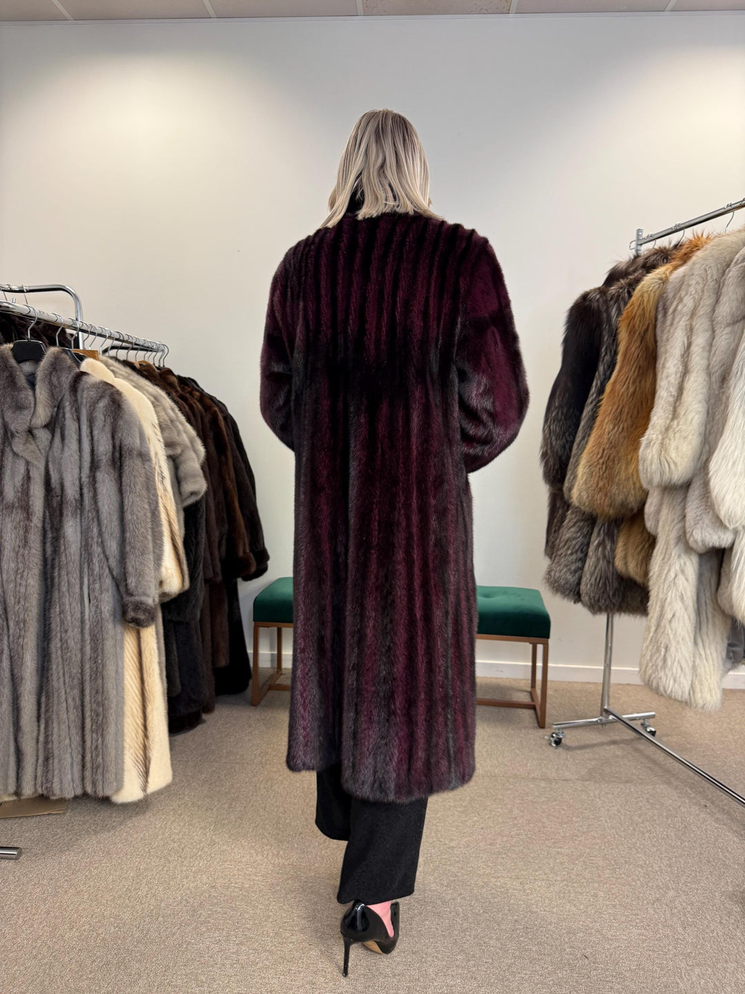 Dyed Mink Fur Coat, Large Size, Purple Fur Coat, Vintage Fur Coat, Real Fur Coat, Long Fur Coat, Women's Fur Coat, Cross Mink Coat, Mink Fur