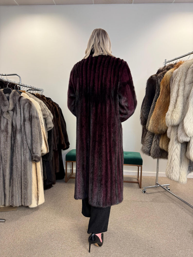 Dyed Mink Fur Coat, Large Size, Purple Fur Coat, Vintage Fur Coat, Real Fur Coat, Long Fur Coat, Women's Fur Coat, Cross Mink Coat, Mink Fur