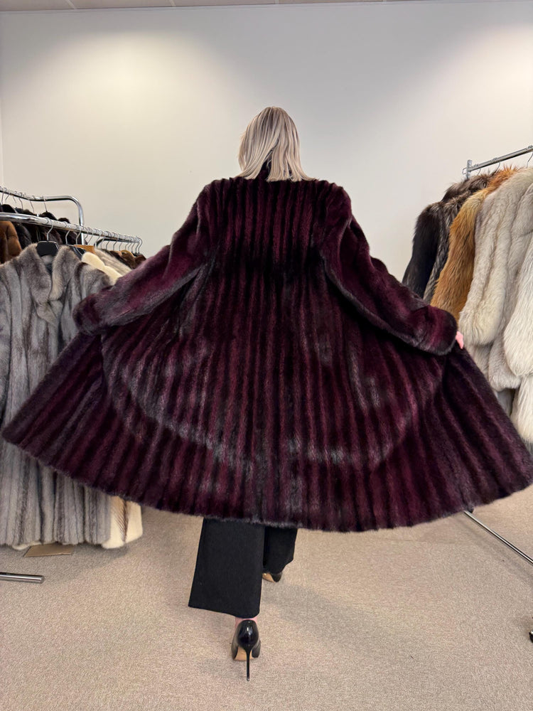 Dyed Mink Fur Coat, Large Size, Purple Fur Coat, Vintage Fur Coat, Real Fur Coat, Long Fur Coat, Women's Fur Coat, Cross Mink Coat, Mink Fur