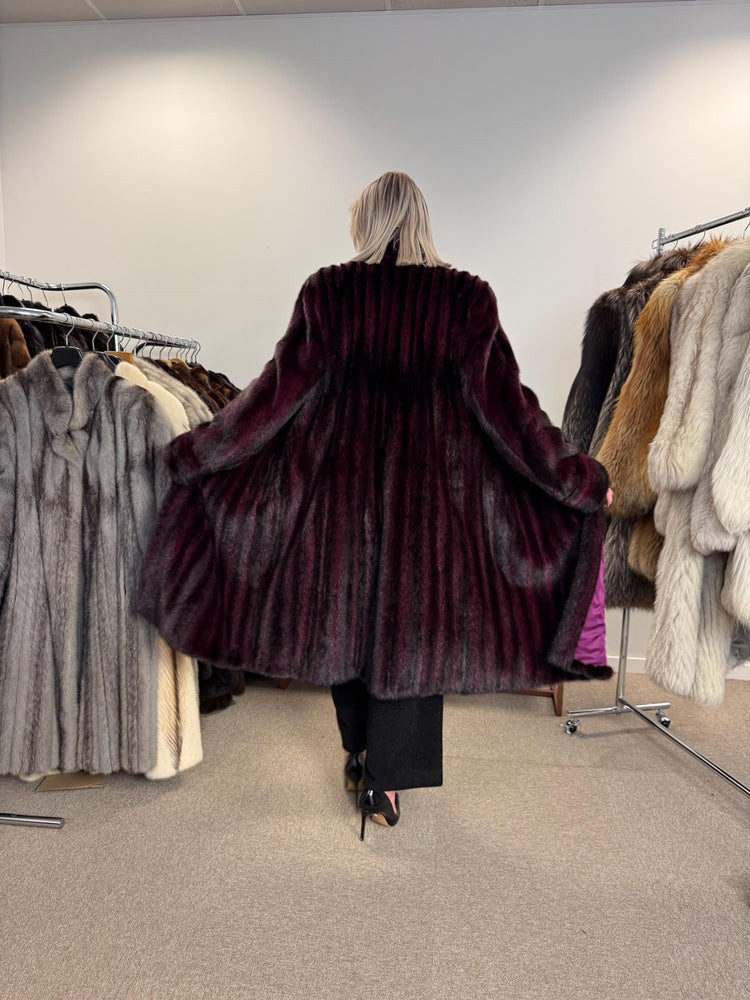 Dyed Mink Fur Coat, Large Size, Purple Fur Coat, Vintage Fur Coat, Real Fur Coat, Long Fur Coat, Women's Fur Coat, Cross Mink Coat, Mink Fur