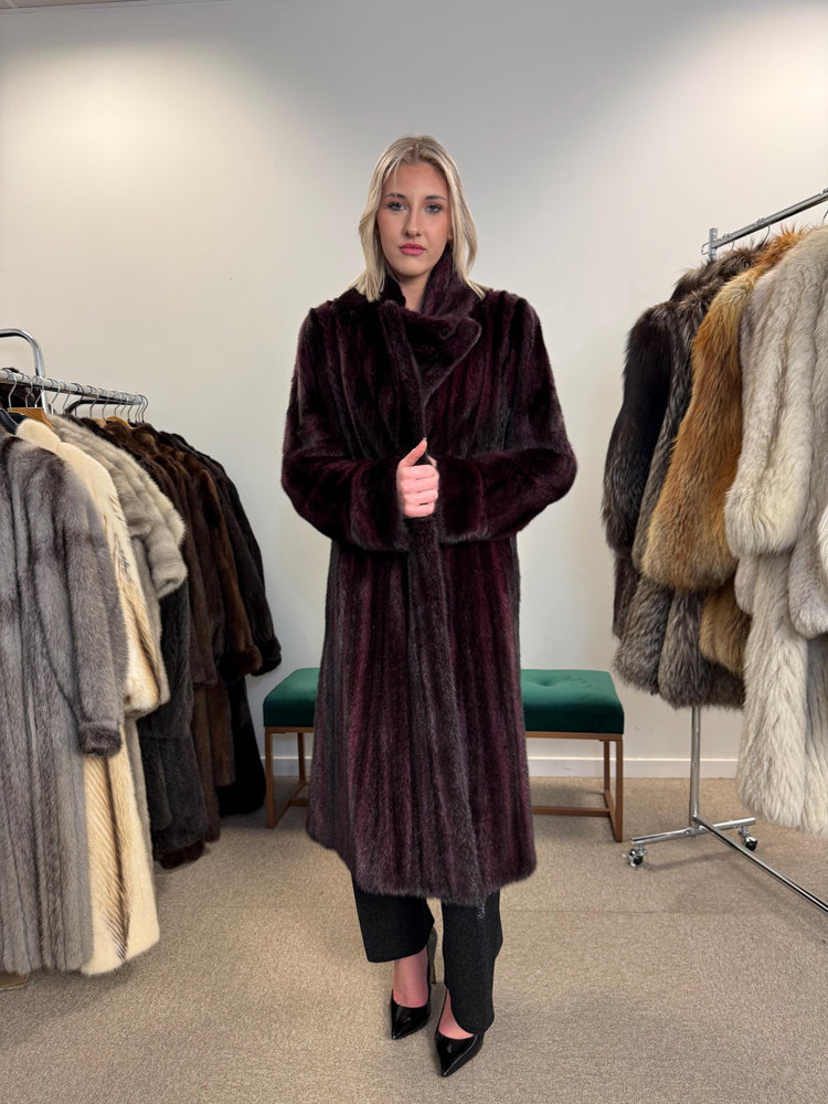 Dyed Mink Fur Coat, Large Size, Purple Fur Coat, Vintage Fur Coat, Real Fur Coat, Long Fur Coat, Women's Fur Coat, Cross Mink Coat, Mink Fur