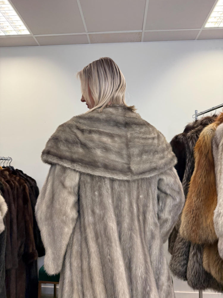 Grey Mink Fur Coat, XL Size, Luxury Fur Coat, Long Fur Coat, Real Mink Fur, Vintage Fur Coat, Women's Fur Coat, Grey Fur Coat, Fur Coat Mink