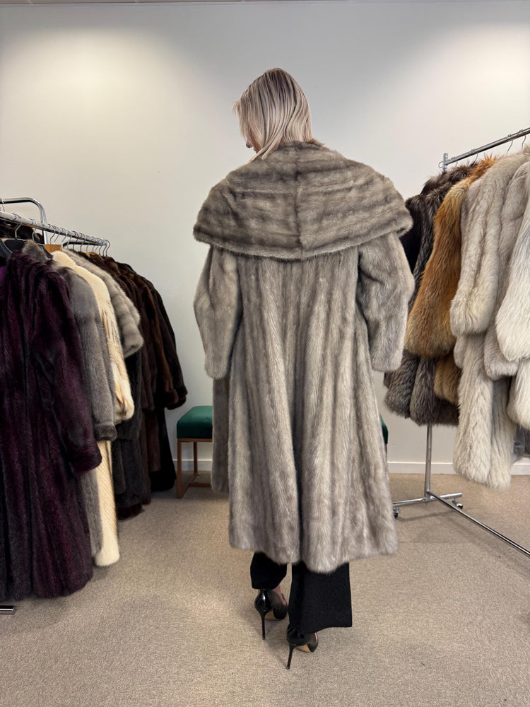 Grey Mink Fur Coat, XL Size, Luxury Fur Coat, Long Fur Coat, Real Mink Fur, Vintage Fur Coat, Women's Fur Coat, Grey Fur Coat, Fur Coat Mink