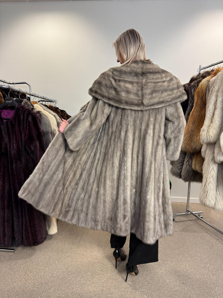 Grey Mink Fur Coat, XL Size, Luxury Fur Coat, Long Fur Coat, Real Mink Fur, Vintage Fur Coat, Women's Fur Coat, Grey Fur Coat, Fur Coat Mink
