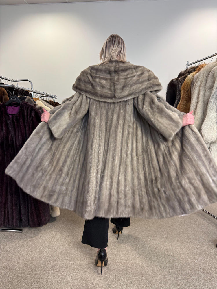 Grey Mink Fur Coat, XL Size, Luxury Fur Coat, Long Fur Coat, Real Mink Fur, Vintage Fur Coat, Women's Fur Coat, Grey Fur Coat, Fur Coat Mink