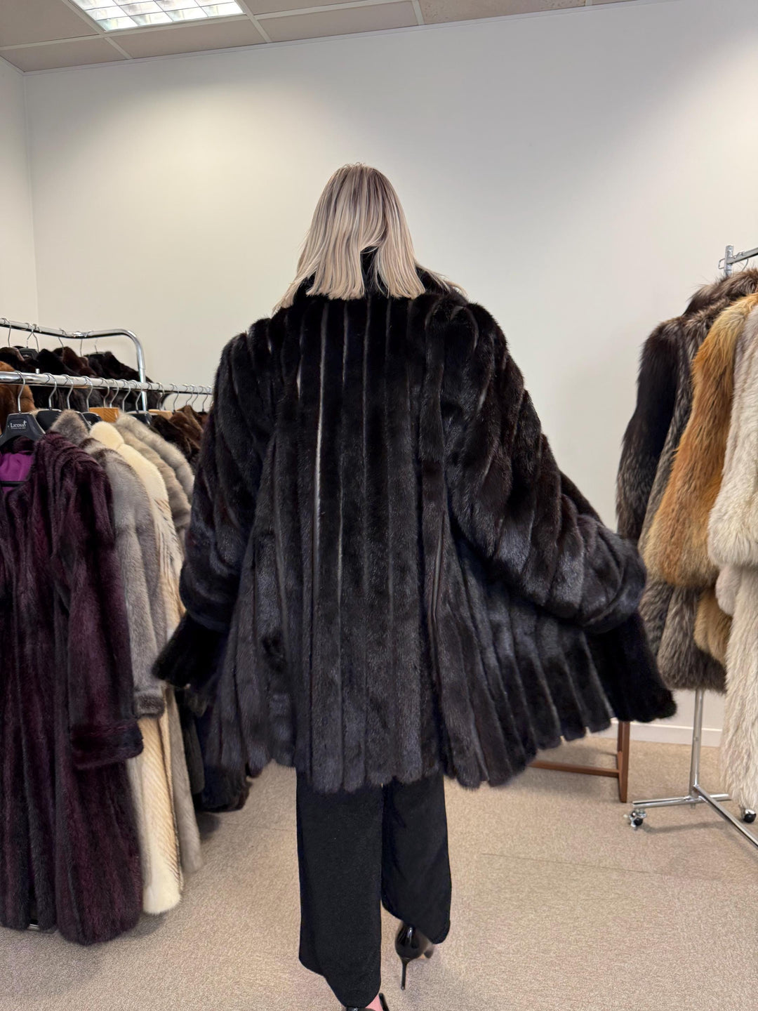 Black Mink & Leather Fur Coat, XXL Size, Vintage Fur Coat, Black Mink Coat, Women Fur Coat, Mink Fur, Real Fur Coat, Leather Coat, Mink Coat