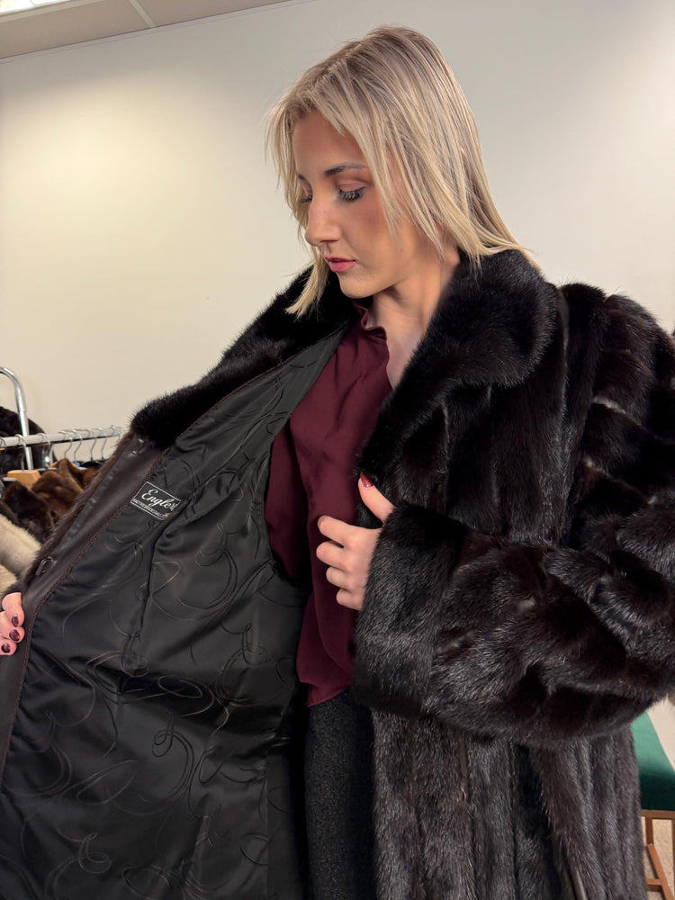 Black Mink & Leather Fur Coat, XXL Size, Vintage Fur Coat, Black Mink Coat, Women Fur Coat, Mink Fur, Real Fur Coat, Leather Coat, Mink Coat