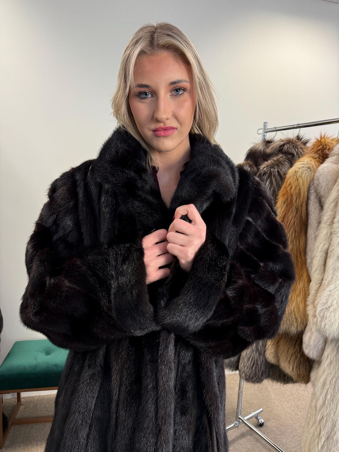 Black Mink & Leather Fur Coat, XXL Size, Vintage Fur Coat, Black Mink Coat, Women Fur Coat, Mink Fur, Real Fur Coat, Leather Coat, Mink Coat