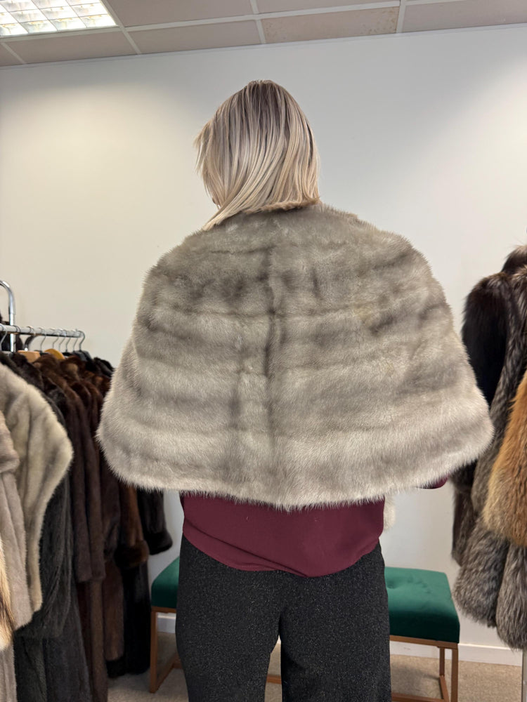 Grey Mink Fur Stole, One Size - XL, Long Elegant Stole, Soft and Luxurious, Perfect Shiny Fur, Classic Vintage Style, Real Mink Fur Stole
