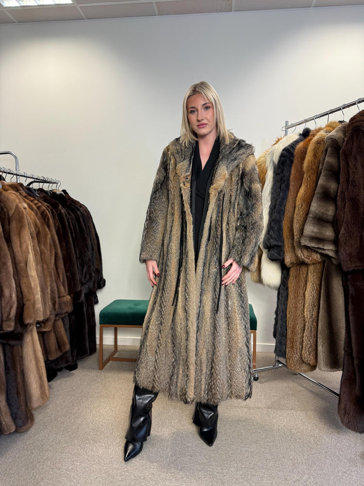 Coyote Fur Coat, Small Size, Women's Fur Coat, Real Coyote Fur Coat, Coyote Coat Women, Vintage Fur Coat, Long Coyote Coat, Real Fur Coat