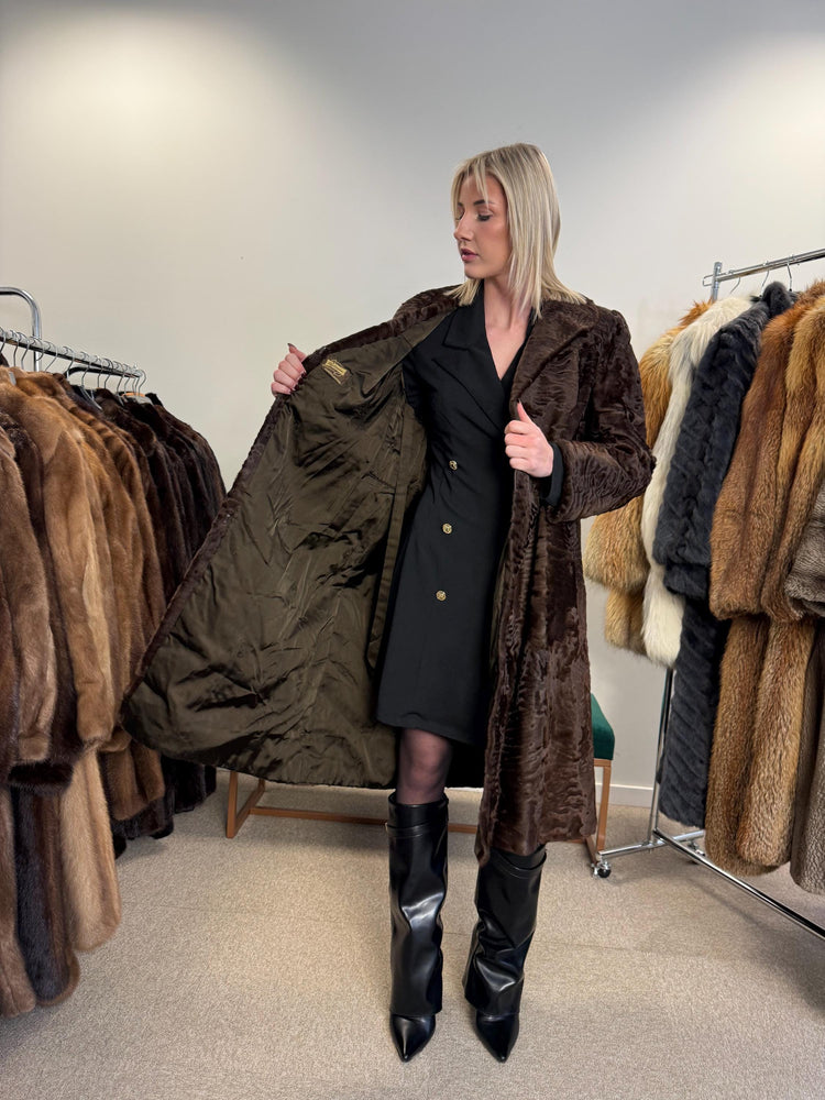 Brown Astrakhan Fur Coat, Medium Size, Swakara Astrakhan Coat, Vintage Fur Coat, Women's Fur Coat, Real Fur Coat, Fur Coat, Astrakhan Coat