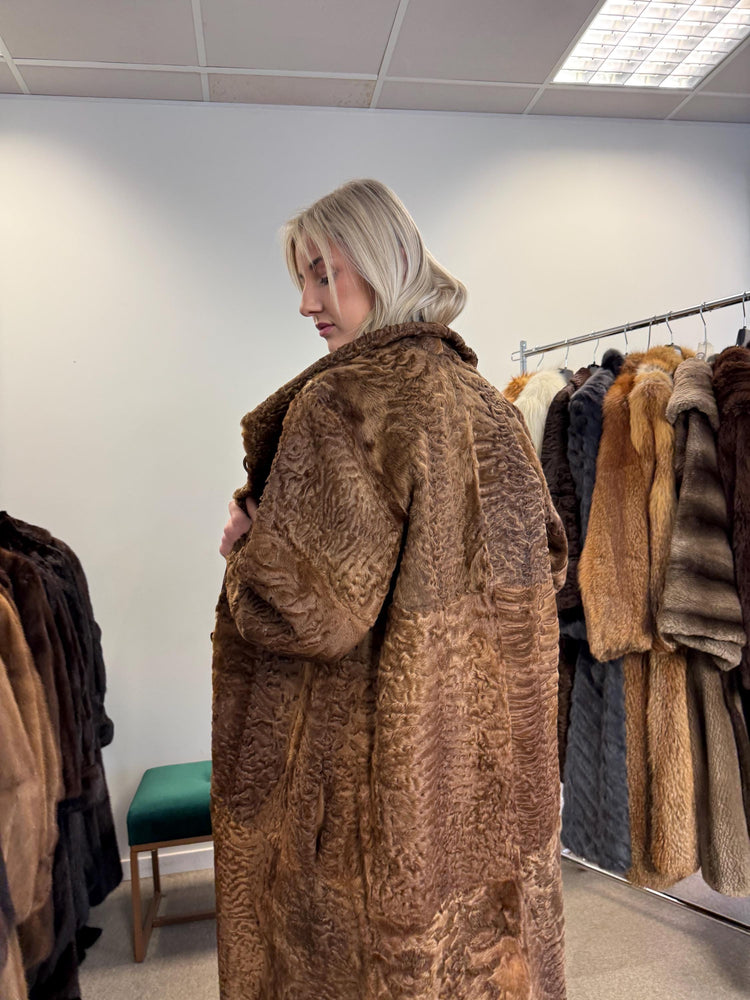 Green Astrakhan Leather Coat, S Size, Double Sided Coat, Vintage Fur Coat, Real Fur Coat, Fur Leather Coat, Womens Fur Coat, Astrakhan Fur