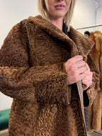 Green Astrakhan Leather Coat, S Size, Double Sided Coat, Vintage Fur Coat, Real Fur Coat, Fur Leather Coat, Womens Fur Coat, Astrakhan Fur