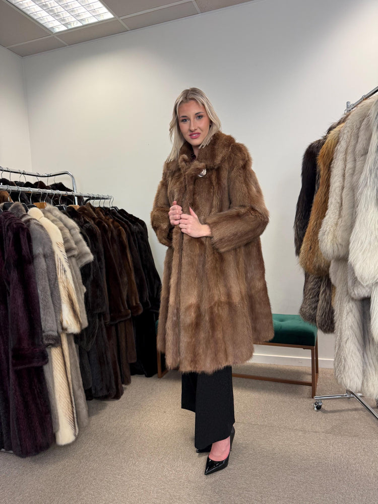 Light Brown Beaver Fur Coat, M/L Size, Beaver Coat, Real Fur, Women's Fur Coat, Vintage Fur Coat, Brown Fur Coat, Fur Coat Women, Large Coat