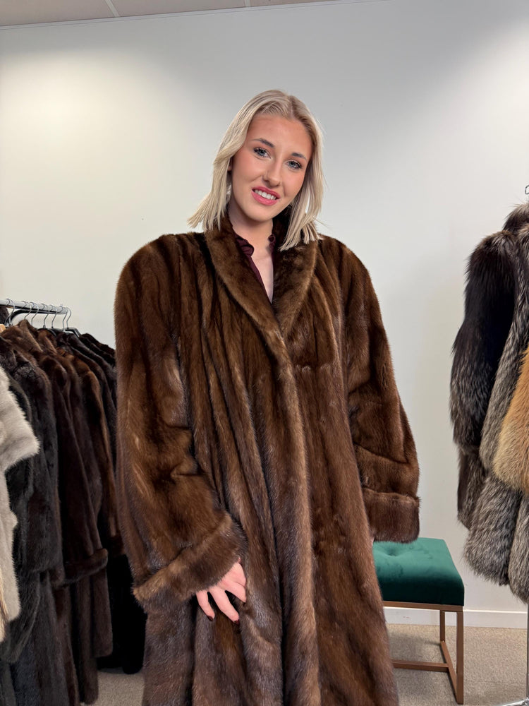 Luxury Swinger Mink Coat, 3XL Size, Brown Mink Fur Coat, Vintage Fur Coat, Long Mink Coat, Women's Fur Coat, Real Mink Fur, Brown Mink Coat