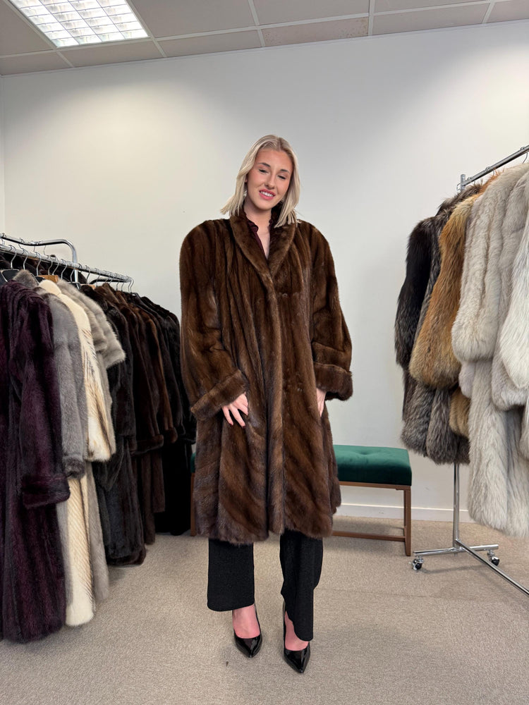 Luxury Swinger Mink Coat, 3XL Size, Brown Mink Fur Coat, Vintage Fur Coat, Long Mink Coat, Women's Fur Coat, Real Mink Fur, Brown Mink Coat