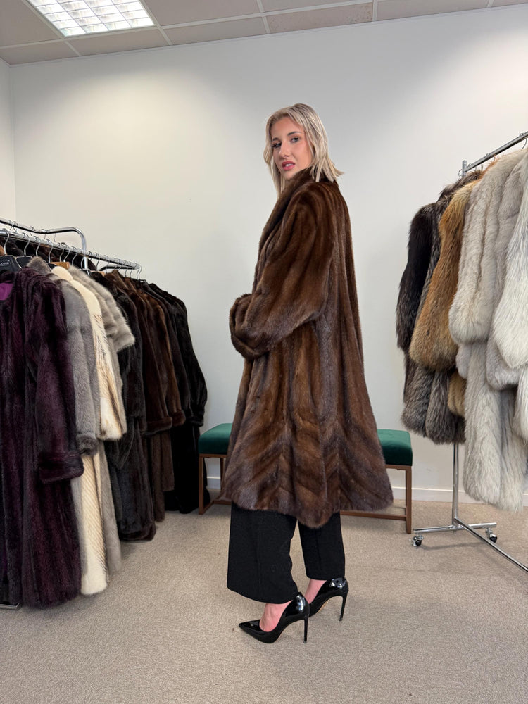 Luxury Swinger Mink Coat, 3XL Size, Brown Mink Fur Coat, Vintage Fur Coat, Long Mink Coat, Women's Fur Coat, Real Mink Fur, Brown Mink Coat