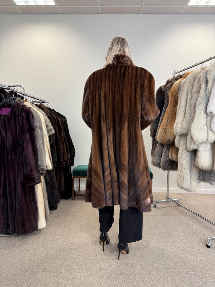 Luxury Swinger Mink Coat, 3XL Size, Brown Mink Fur Coat, Vintage Fur Coat, Long Mink Coat, Women's Fur Coat, Real Mink Fur, Brown Mink Coat