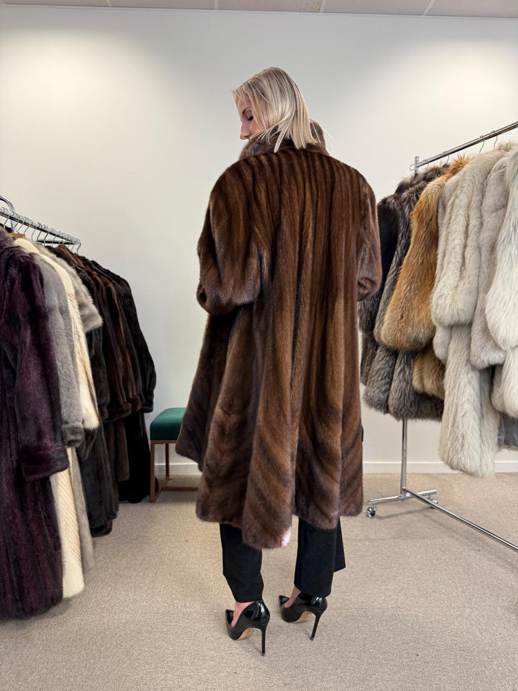 Luxury Swinger Mink Coat, 3XL Size, Brown Mink Fur Coat, Vintage Fur Coat, Long Mink Coat, Women's Fur Coat, Real Mink Fur, Brown Mink Coat