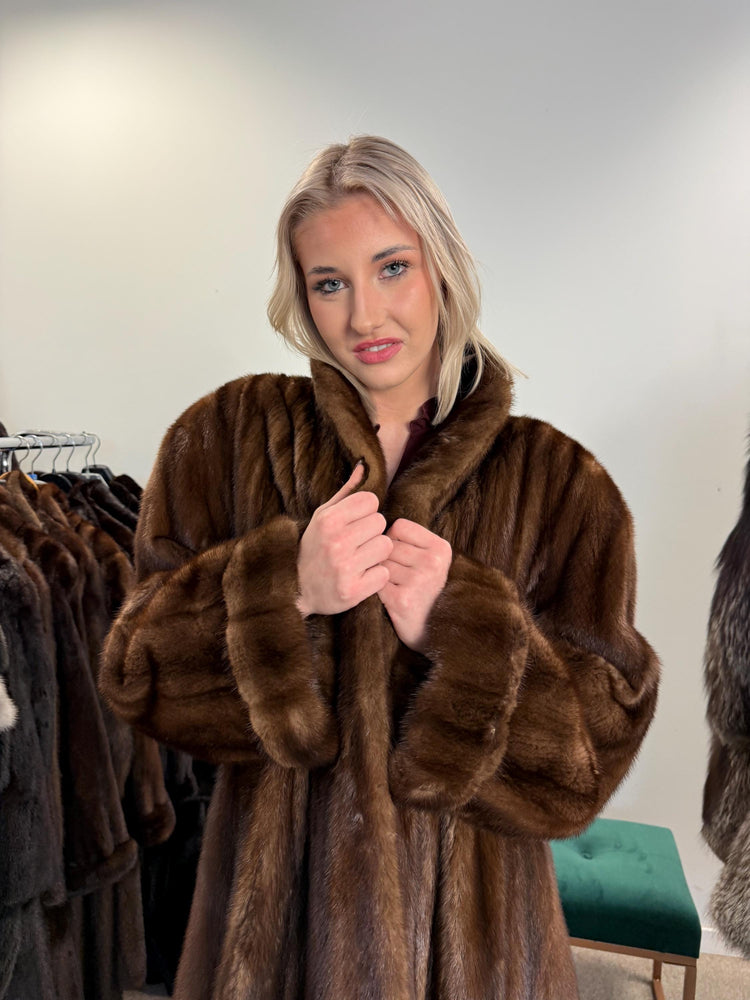 Luxury Swinger Mink Coat, 3XL Size, Brown Mink Fur Coat, Vintage Fur Coat, Long Mink Coat, Women's Fur Coat, Real Mink Fur, Brown Mink Coat
