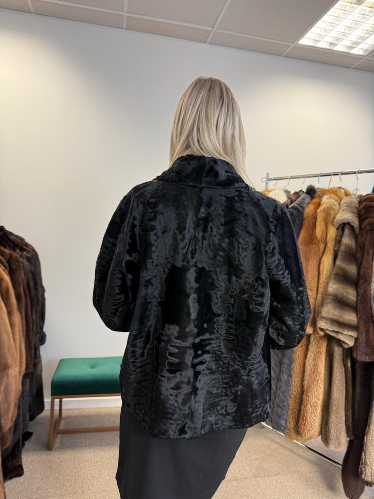 Swakara Astrakhan Jacket, XL Size, Real Fur Jacket, Astrakhan Fur Coat, Vintage Fur Coat, Black Fur Coat, Thick Fur Jacket, Astrakhan Jacket