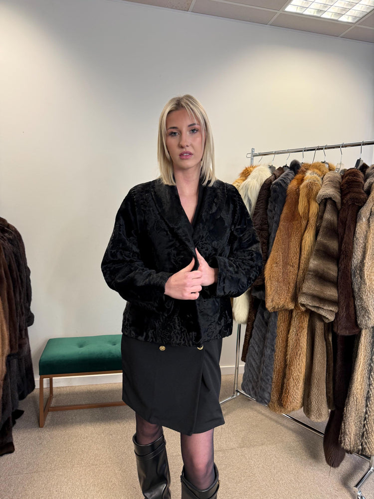 Swakara Astrakhan Jacket, XL Size, Real Fur Jacket, Astrakhan Fur Coat, Vintage Fur Coat, Black Fur Coat, Thick Fur Jacket, Astrakhan Jacket