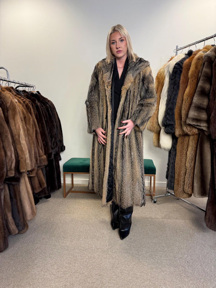 Coyote Fur Coat, Small Size, Women's Fur Coat, Real Coyote Fur Coat, Coyote Coat Women, Vintage Fur Coat, Long Coyote Coat, Real Fur Coat
