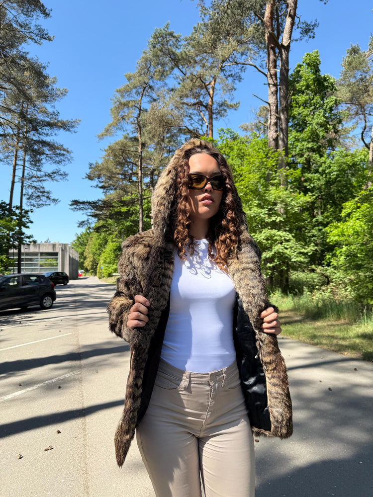 Hooded Lynx Fur Coat, Medium Size, Vintage Fur Coat, Real Lynx Coat, Lynx Fur, Women's Fur Coat, Lynx Coat, Real Fur Coat, Fur Coat Lynx