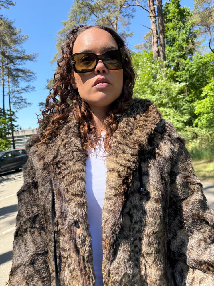 Hooded Lynx Fur Coat, Medium Size, Vintage Fur Coat, Real Lynx Coat, Lynx Fur, Women's Fur Coat, Lynx Coat, Real Fur Coat, Fur Coat Lynx